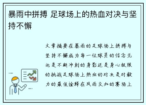 暴雨中拼搏 足球场上的热血对决与坚持不懈